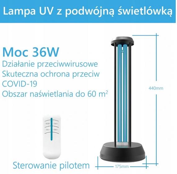 Lampa uv z podwójną świetlówką